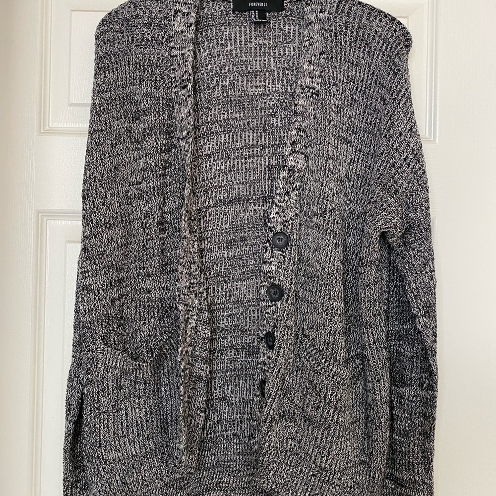 Forever 21 Gray Knit Cardigan Sweater